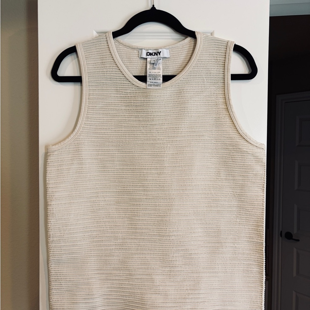 DKNY Textured Cream Tank Top